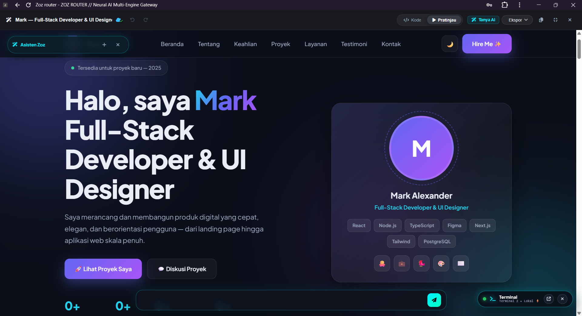 Full-Screen Web Studio & AI Co-Pilot Canvas